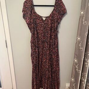 Terra & Sky Black and Pink Midi Dress